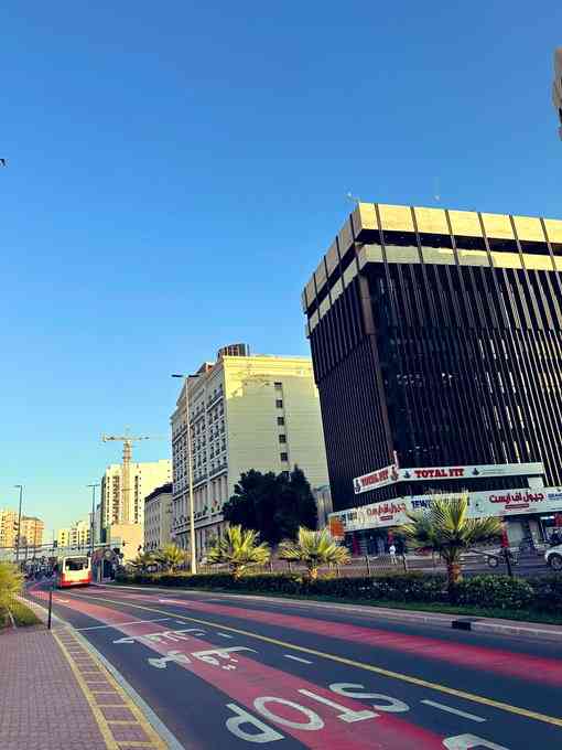 Urban Street View in Dubai Morning Light | MirrorLog